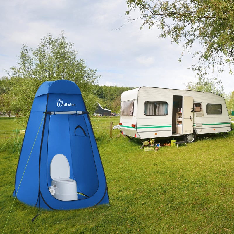WolfWise Dressing Tent Shower Privacy Portable Camping Beach Toilet Pop Up Tents Changing Room Outdoor Backpack Shelter Blue - Image 4